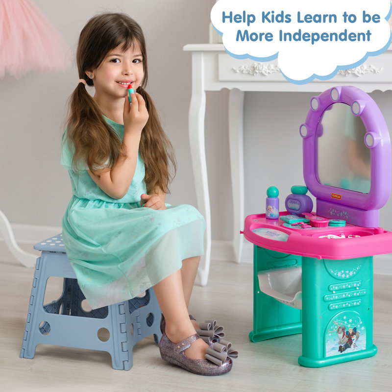 Letyton 10.6 Inch Lightweight Folding Step Stool Plastic Foldable Step Stools Stepping Stool With Handle For Kids And Adults 300 Lb Capacity Blue